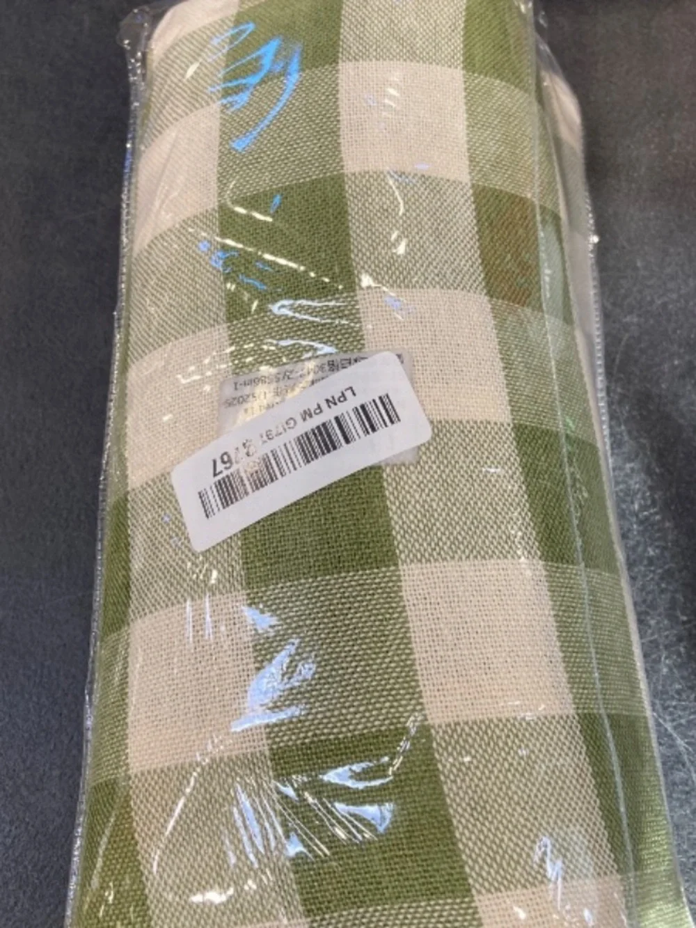 Farmhouse Gingham Cotton Tablecloth Tassel Trim Rectangular 55x84” SAGE GREEN